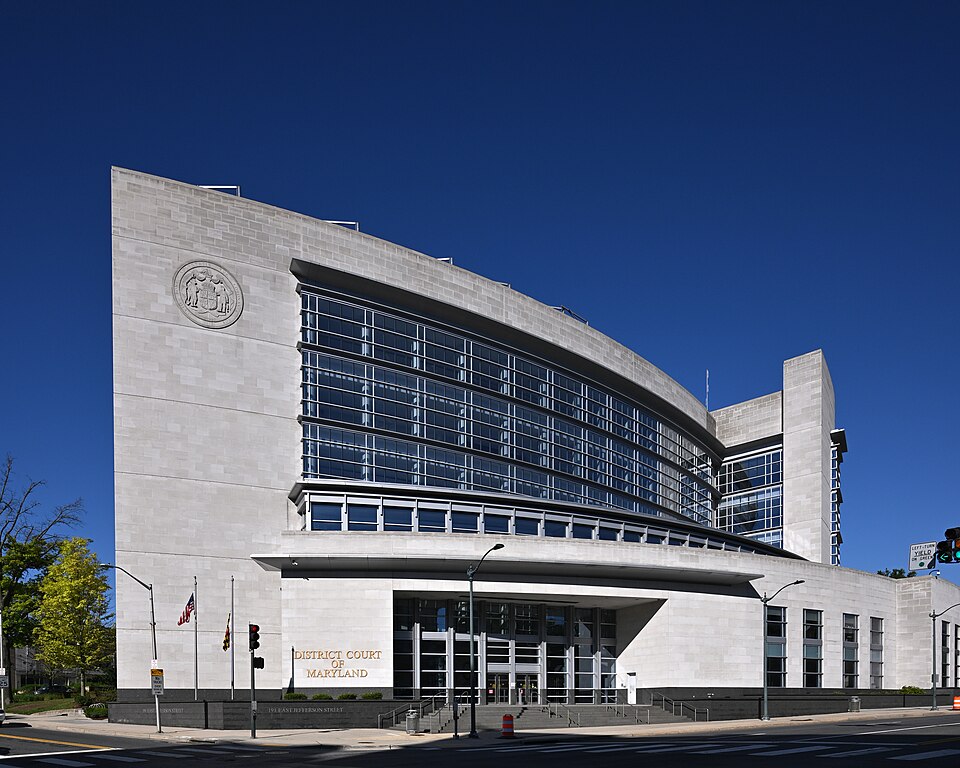 District Court of Maryland building in Rockville on East Jefferson Street.